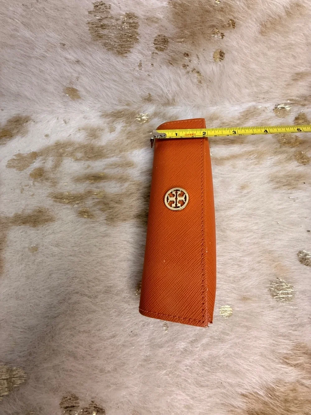 TORY BURCH Orange Little Triangle Sunglasses Eyeglasses Case Pouch sz S